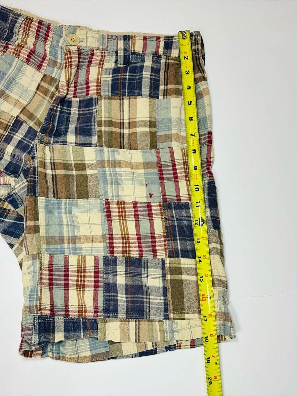 RED CAMEL MADRAS PATCHWORK PLAID SHORTS MEN 32 COASTAL PREP NANTUCKET 90s-2010